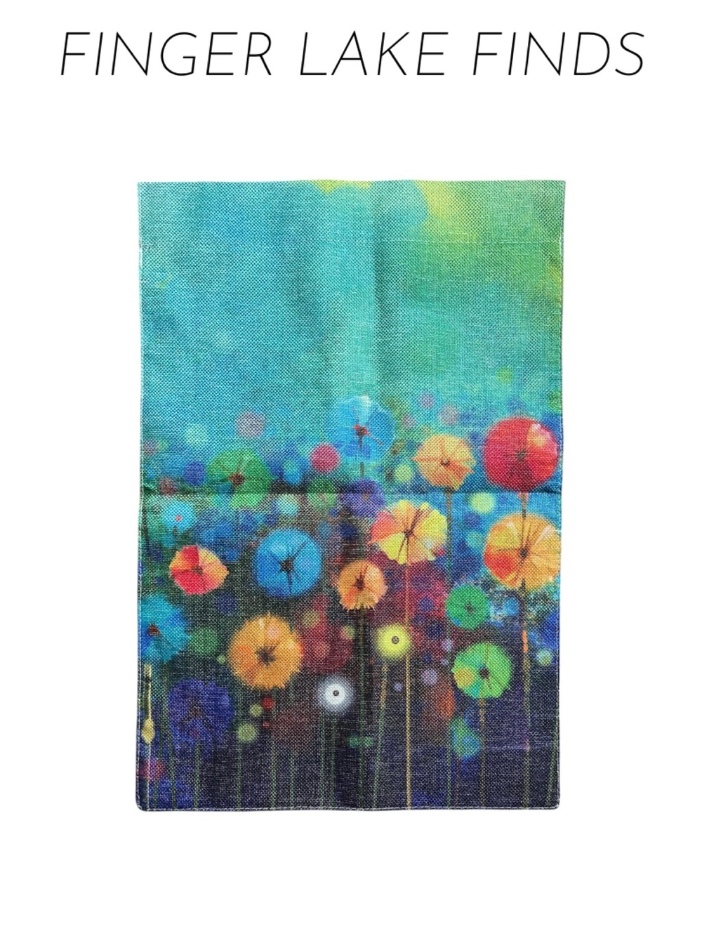 Abstract Floral Canvas Garden Flag in Teal & Multicolor